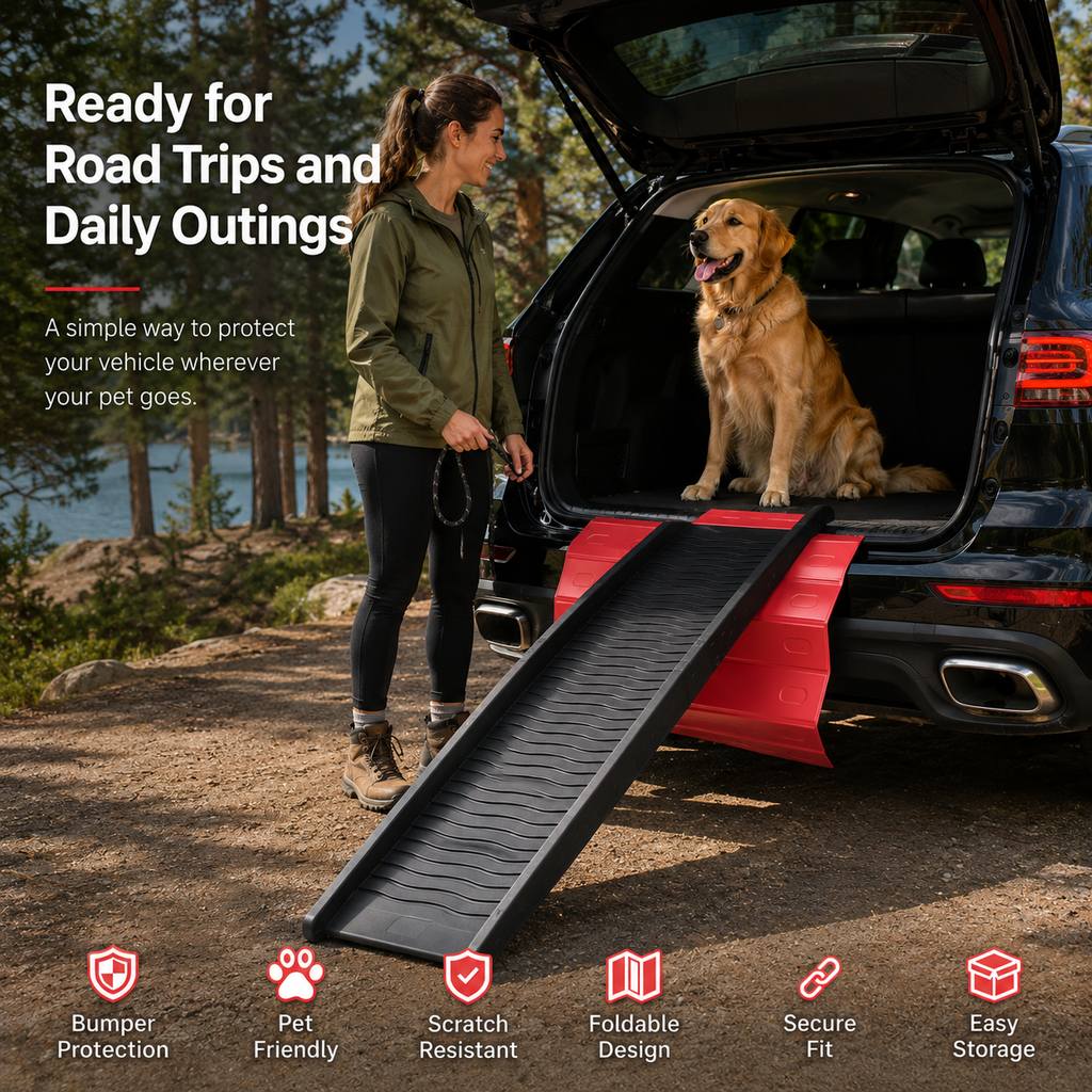 Bumper Protector for Dog Ramps on SUVs, Foldable Mat