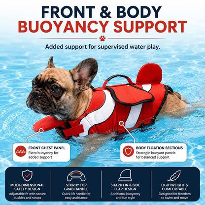 Dog Life Jacket for French Bulldogs with Chin Float & Grab Handle