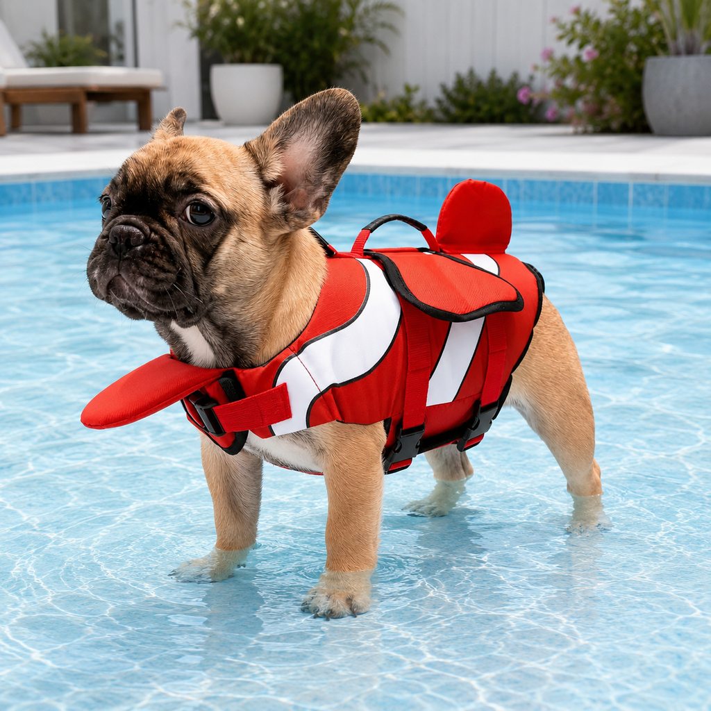 Dog Life Jacket for French Bulldogs with Chin Float & Grab Handle