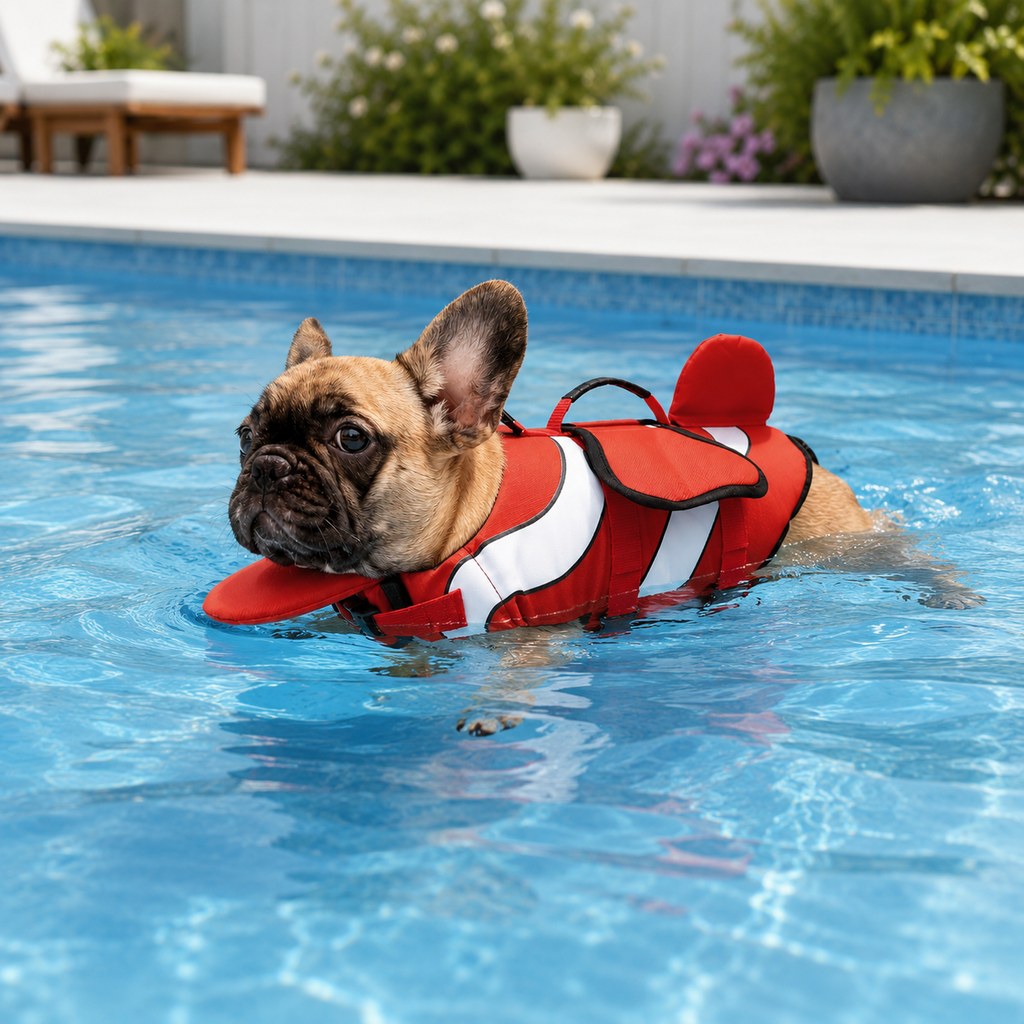 Dog Life Jacket for French Bulldogs with Chin Float & Grab Handle