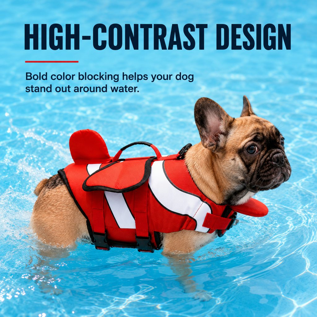Dog Life Jacket for French Bulldogs with Chin Float & Grab Handle