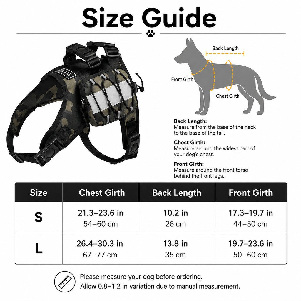 French Bulldog Harness, Tactical Vest Backpack with Bottle Holder