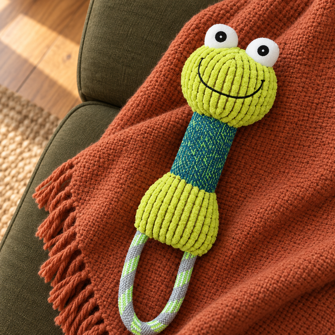 Cuddly Polyester Plush Frog Dog Toy for Gentle Play