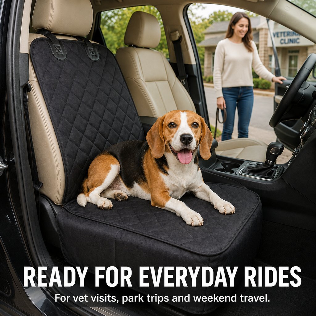 Front Seat Dog Car Seat Cover with Seat Belt Tether