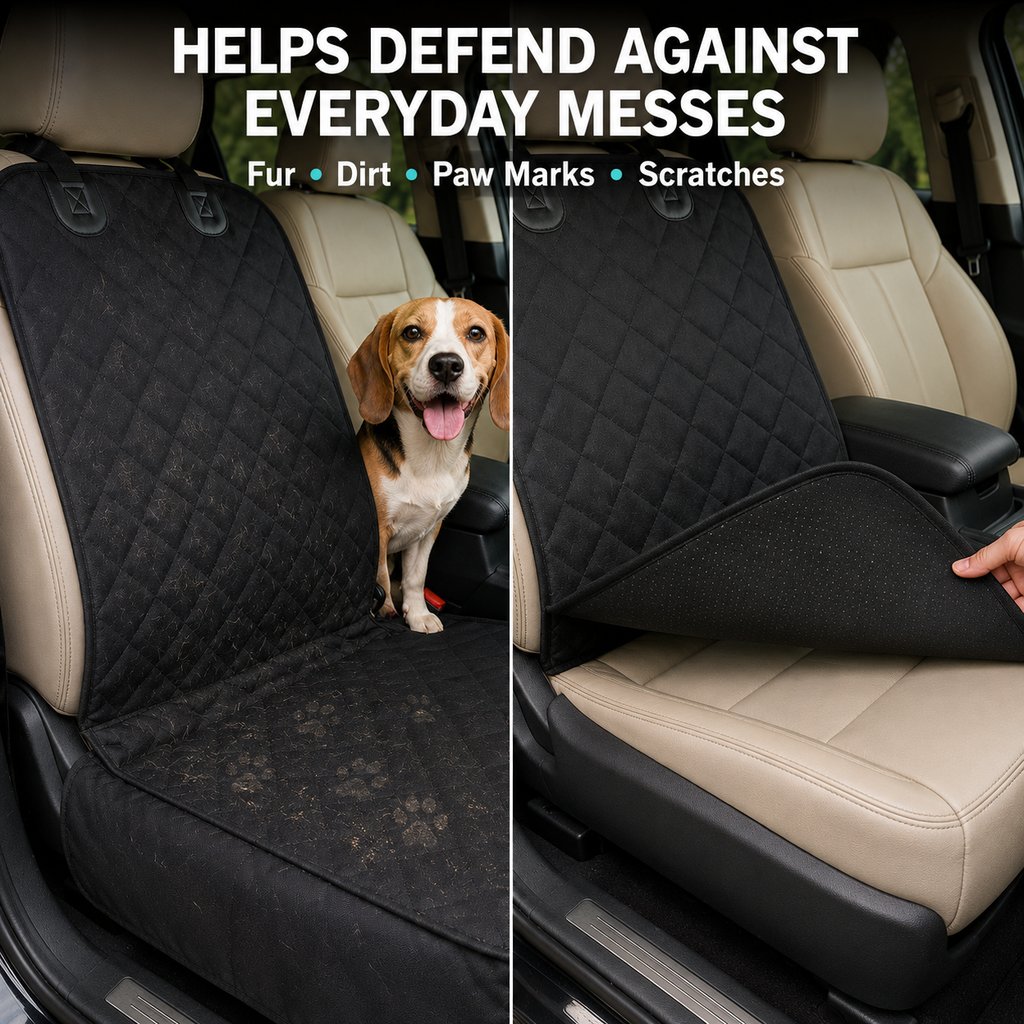 Front Seat Dog Car Seat Cover with Seat Belt Tether
