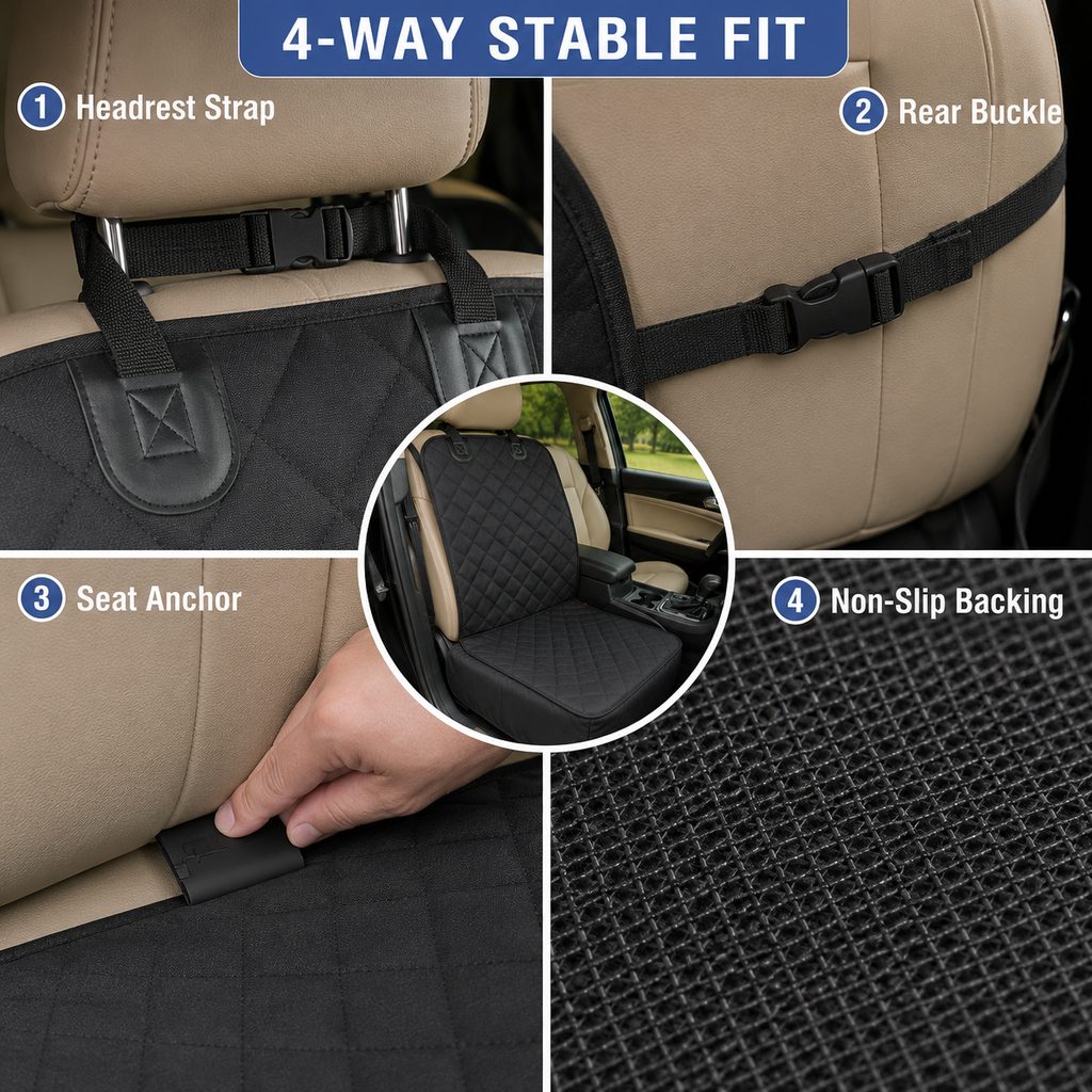 Front Seat Dog Car Seat Cover with Seat Belt Tether