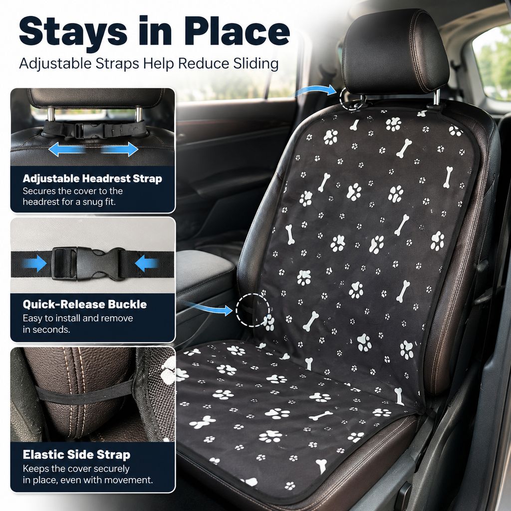 Water Resistant Front Seat Cover for Dogs, Cars, SUVs & Trucks