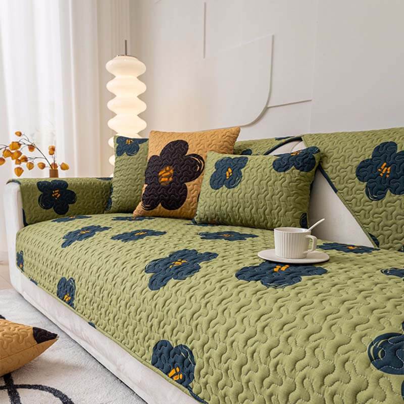Caramel Macchiato Cotton Non-Slip Sofa Slipcover