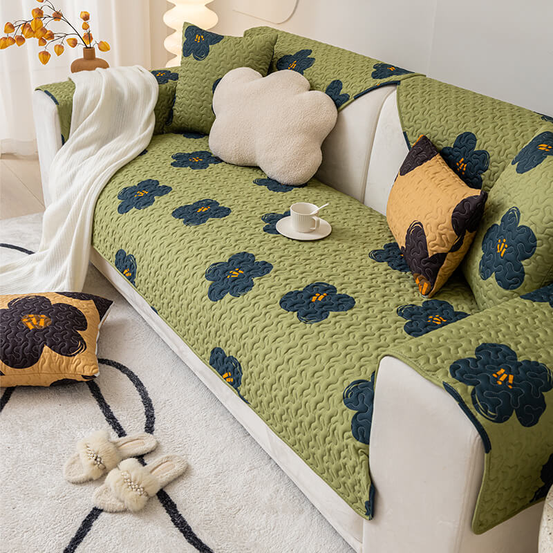 Caramel Macchiato Cotton Non-Slip Sofa Slipcover