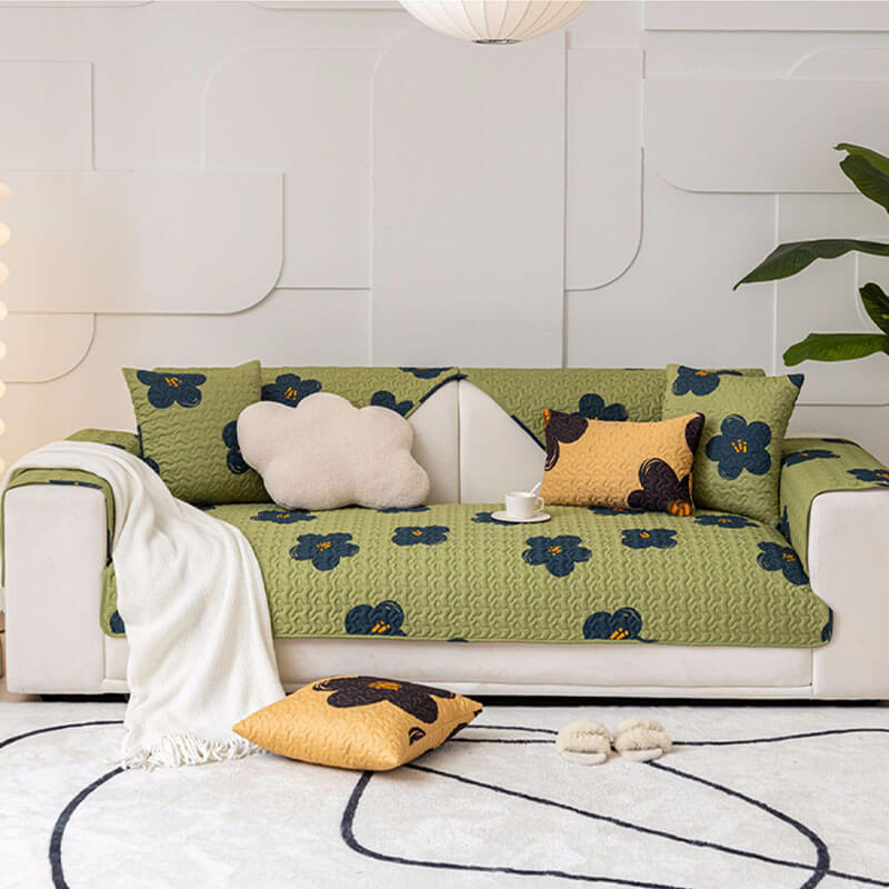 Caramel Macchiato Cotton Non-Slip Sofa Slipcover