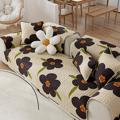 Caramel Macchiato Cotton Non-Slip Sofa Slipcover
