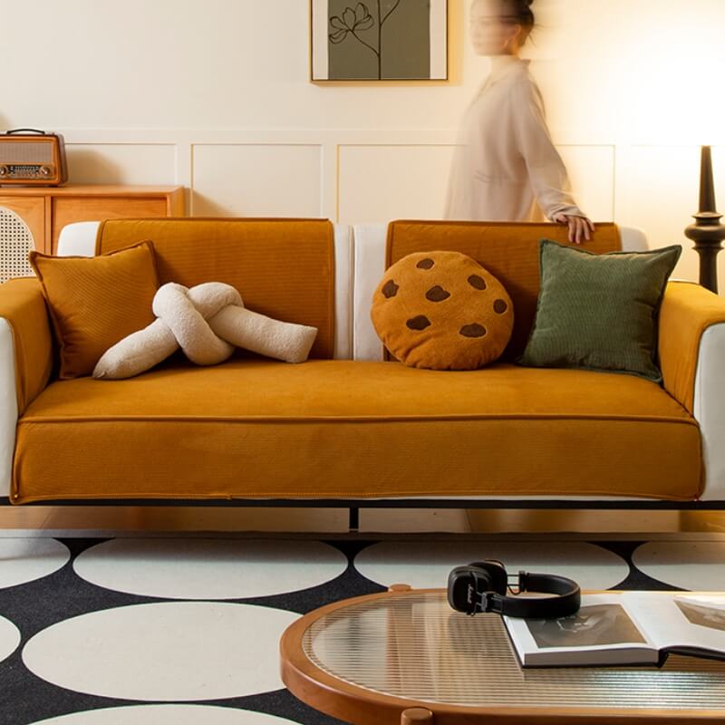 Elegant Corduroy Sofa Protector with Non-Slip Backing
