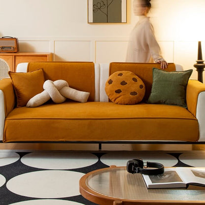 Elegant Corduroy Sofa Protector with Non-Slip Backing