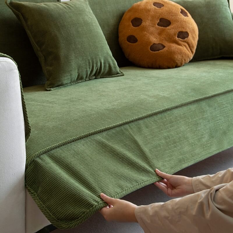 Elegant Corduroy Sofa Protector with Non-Slip Backing