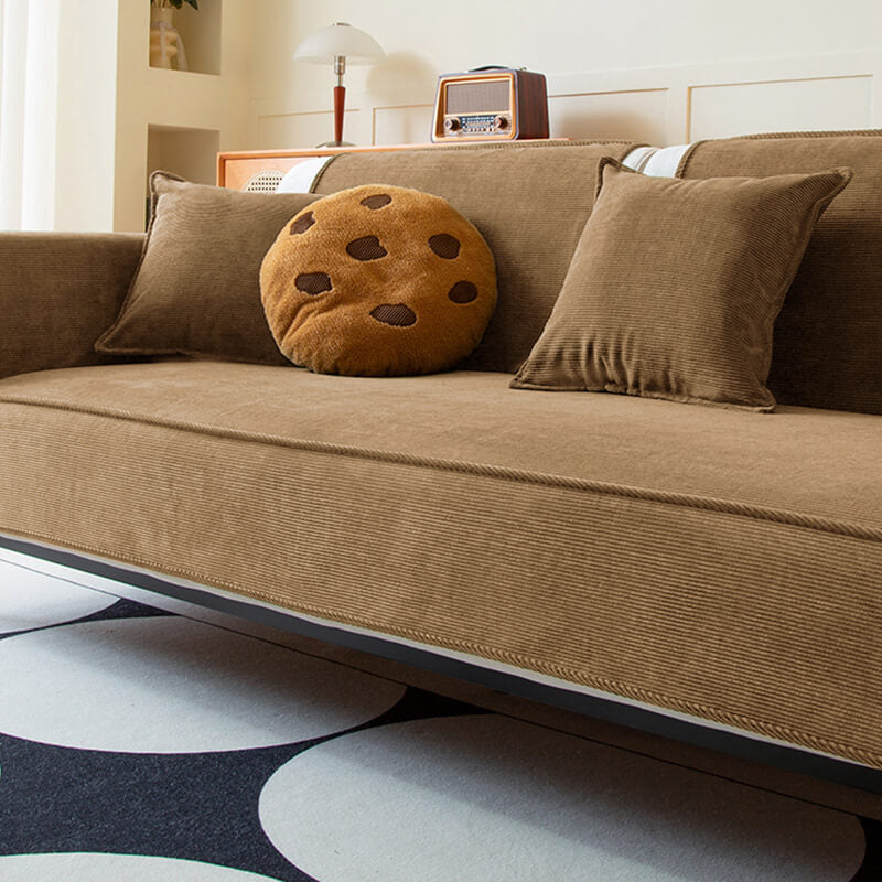 Elegant Corduroy Sofa Protector with Non-Slip Backing