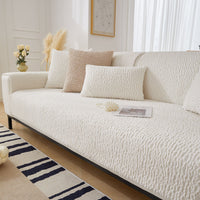 Cream Berber Fleece Anti-Scratch Sofa Cover - Plush, Durable Couch Protector