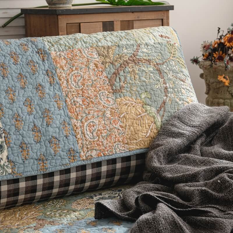 European Floral Cotton Sofa Cover - Protective, Non-Slip for Sofas