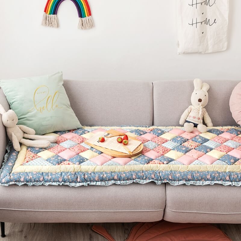 Floral Handmade Pure Cotton Protective Couch Cover - Soft, Durable & Elegant