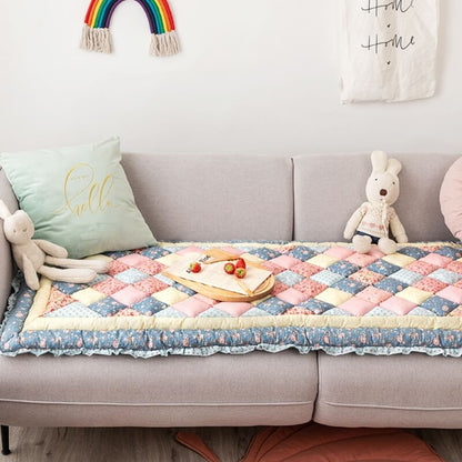 Floral Handmade Pure Cotton Protective Couch Cover - Soft, Durable & Elegant