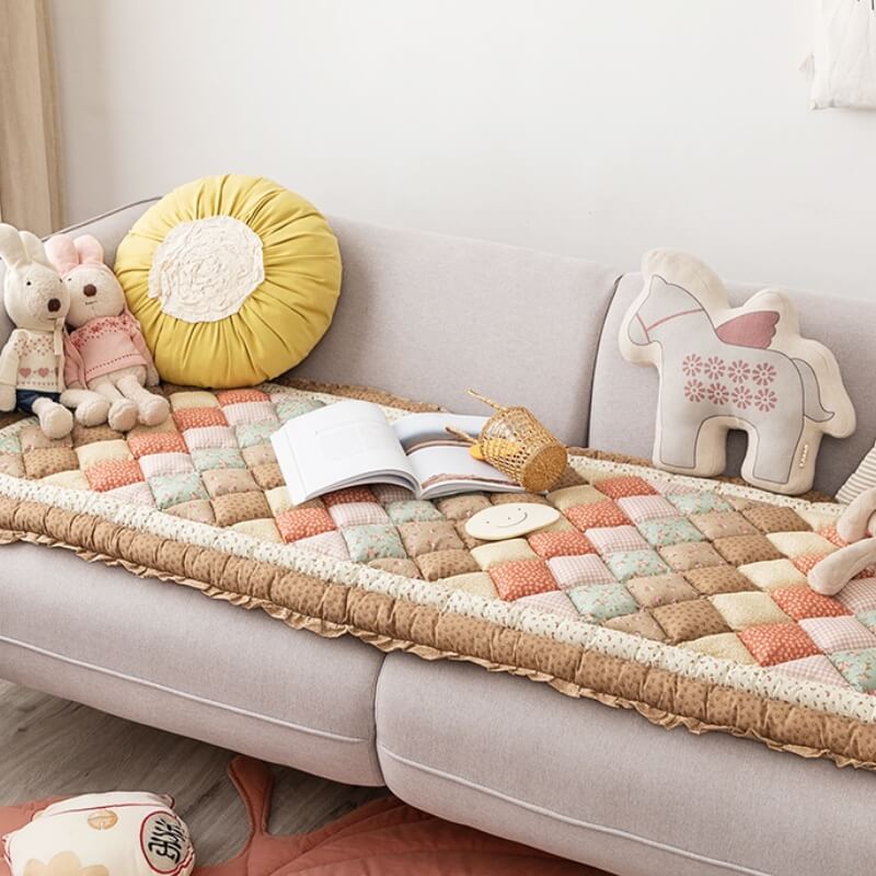 Floral Handmade Pure Cotton Protective Couch Cover - Soft, Durable & Elegant