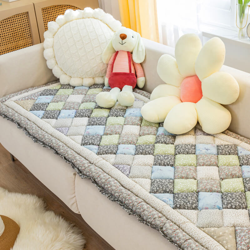 Floral Handmade Pure Cotton Protective Couch Cover - Soft, Durable & Elegant