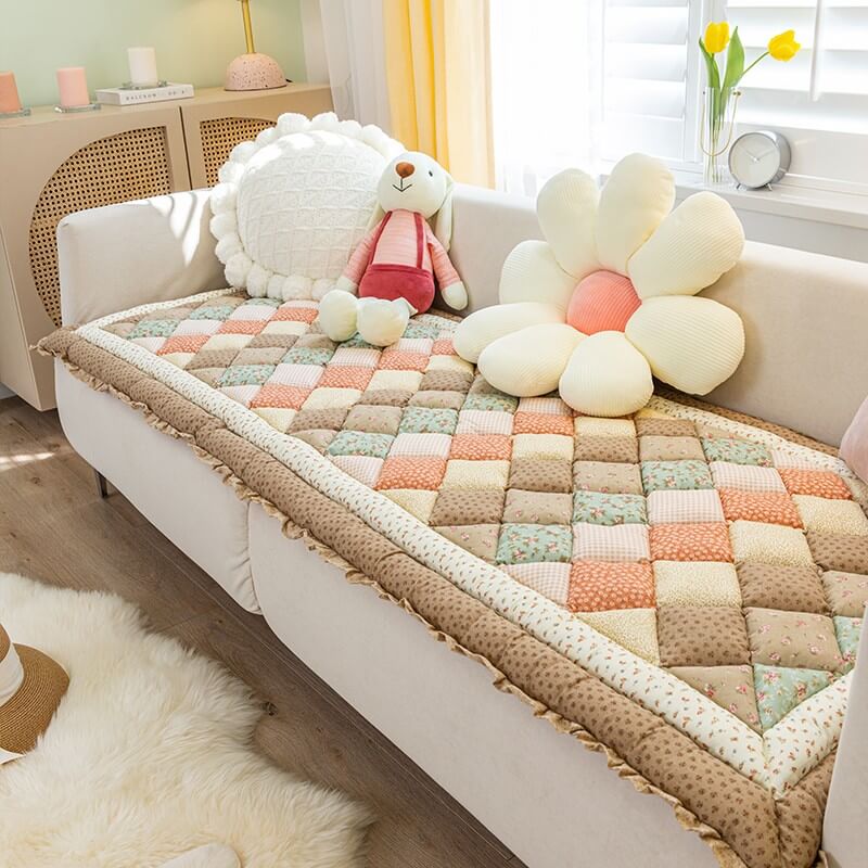 Floral Handmade Pure Cotton Protective Couch Cover - Soft, Durable & Elegant