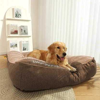 Large Thick Scratch-Resistant Dog Bed with Spine-Support Cushion