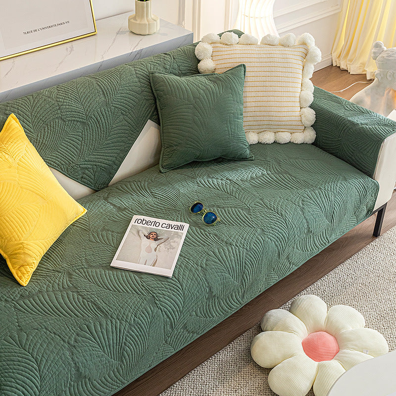 Leaf Design Sofa Mat – Anti-Scratch & Non-Slip Couch Cover for Furniture Protection