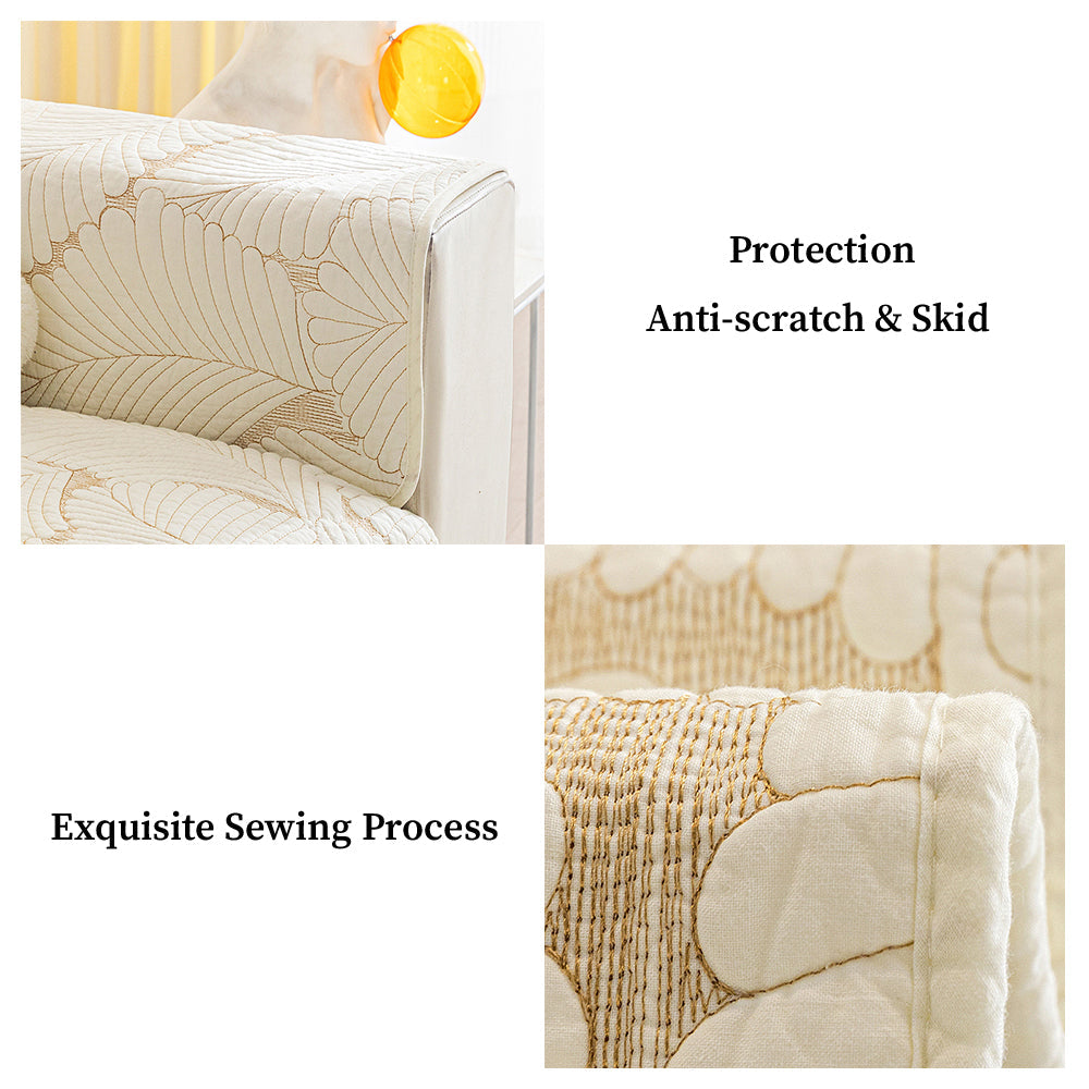 Leaf Design Sofa Mat – Anti-Scratch & Non-Slip Couch Cover for Furniture Protection