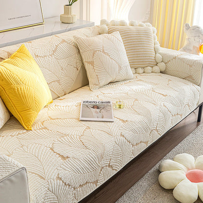Leaf Design Sofa Mat – Anti-Scratch & Non-Slip Couch Cover for Furniture Protection