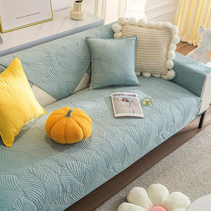 Leaf Design Sofa Mat – Anti-Scratch & Non-Slip Couch Cover for Furniture Protection