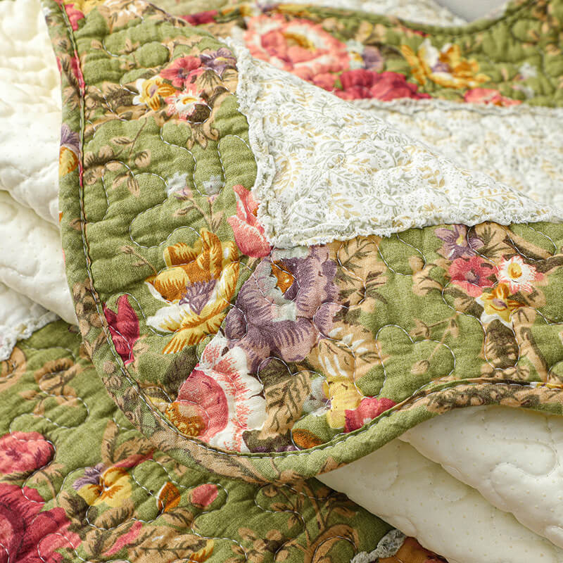 Chic Vintage Floral Plaid Cotton Couch Slipcover