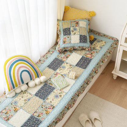 Chic Vintage Floral Plaid Cotton Couch Slipcover