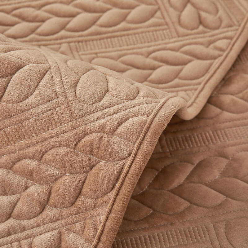 Cozy Crystal Velvet Wheat-Pattern Embroidery Non-Slip Sofa Cover
