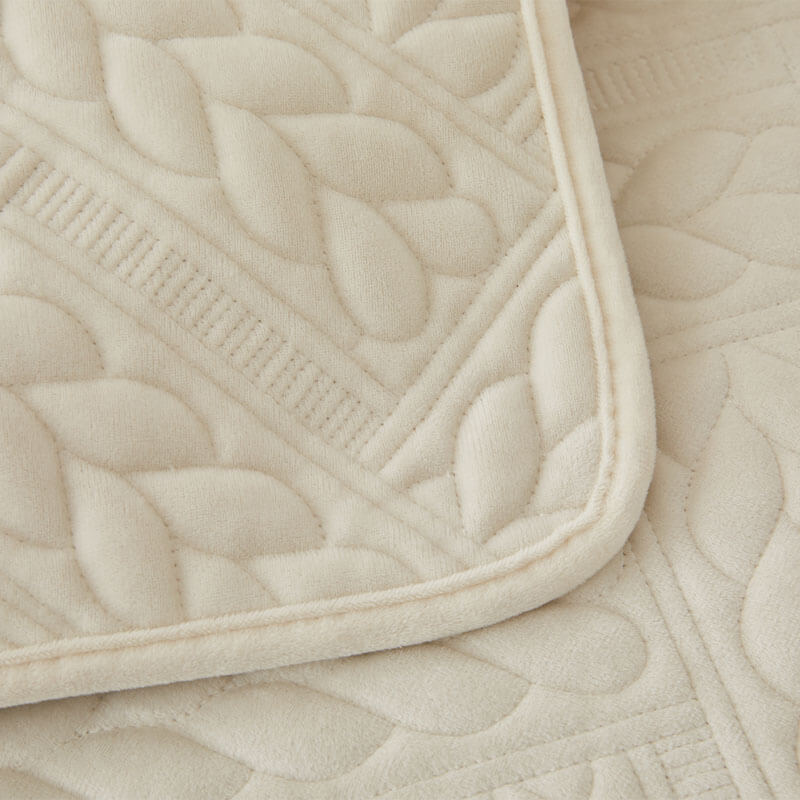 Cozy Crystal Velvet Wheat-Pattern Embroidery Non-Slip Sofa Cover
