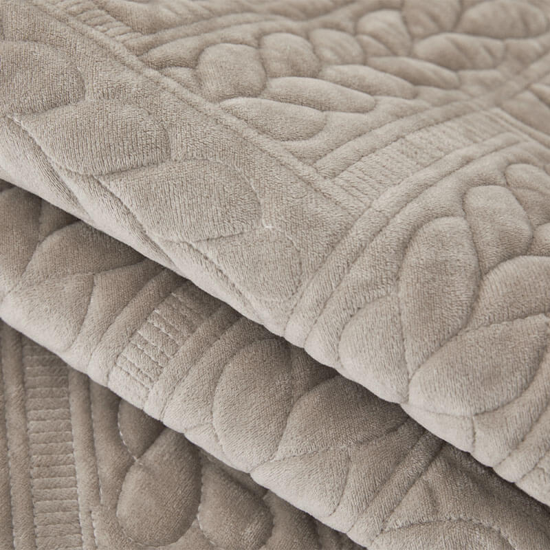 Cozy Crystal Velvet Wheat-Pattern Embroidery Non-Slip Sofa Cover