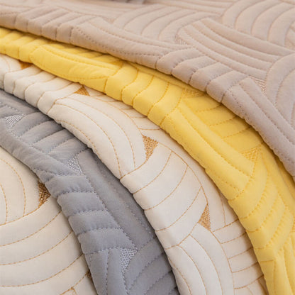 Luxurious Weave-Pattern Cotton Quilted Sectional Couch Cover