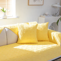 Luxurious Weave-Pattern Cotton Quilted Sectional Couch Cover