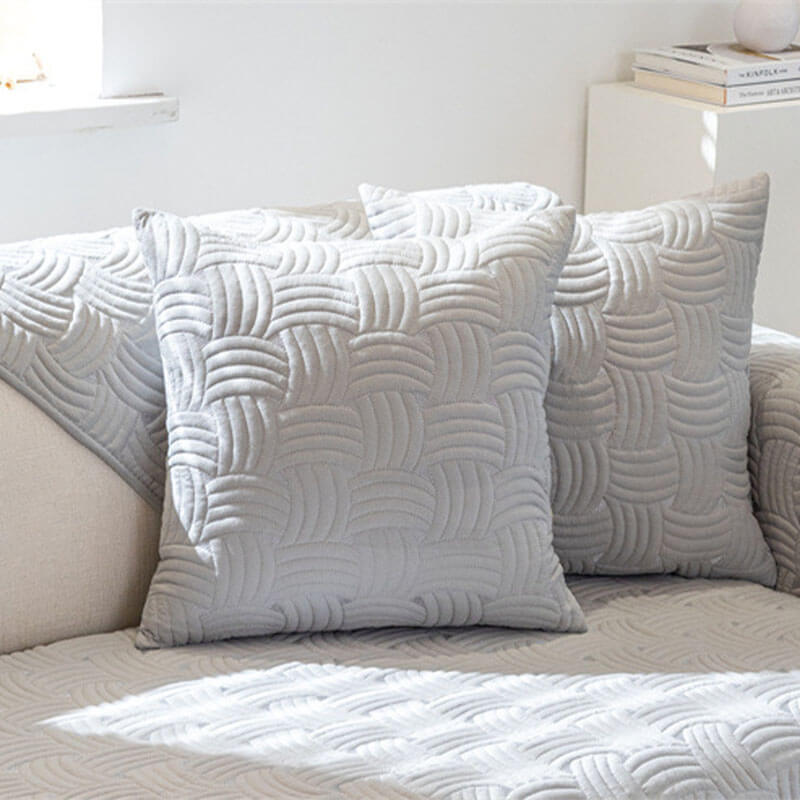 Luxurious Weave-Pattern Cotton Quilted Sectional Couch Cover
