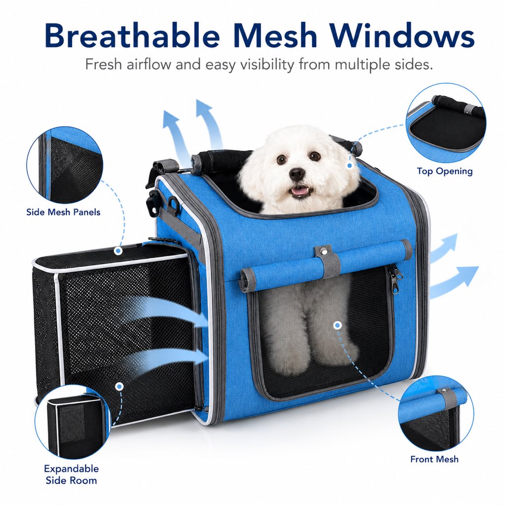 Bike Pet Carrier Backpack, Expandable 4-in-1 for Cats & Small Dogs