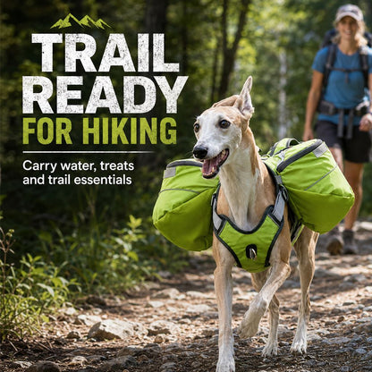 Dog Backpack for Hiking, Saddlebag Harness for Camping Trips