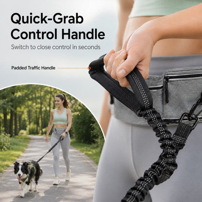 Dog Running Leash, Hands-Free Waist Belt for Jogging & Hiking