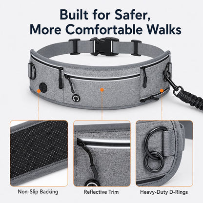 Dog Running Leash, Hands-Free Waist Belt for Jogging & Hiking