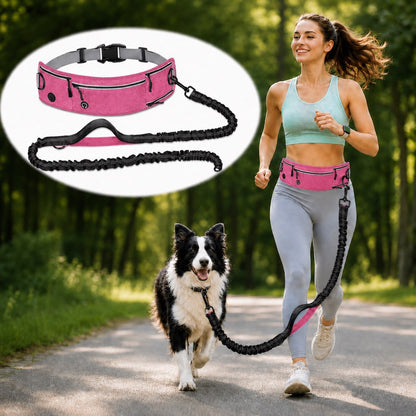 Dog Running Leash, Hands-Free Waist Belt for Jogging & Hiking