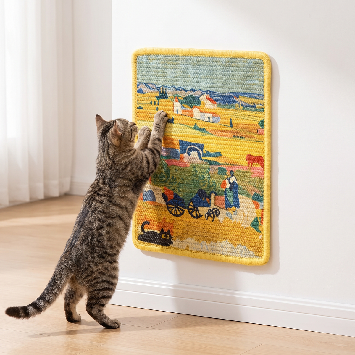 Cat scratching the Harvest art print wall scratcher