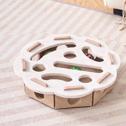 White flower felt puzzle box for cats