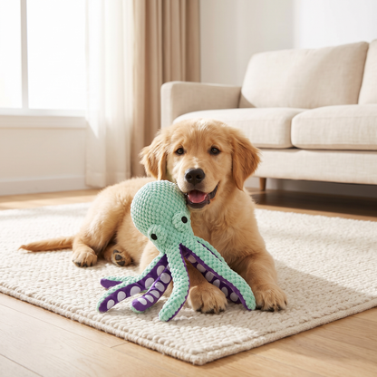 Calming Plush Squeaky Octopus Dog Toy for Cozy Comfort