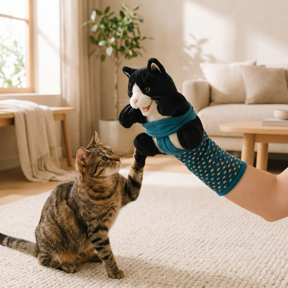 Entertaining Oxford Nylon Cat Play Glove for Safe Bonding