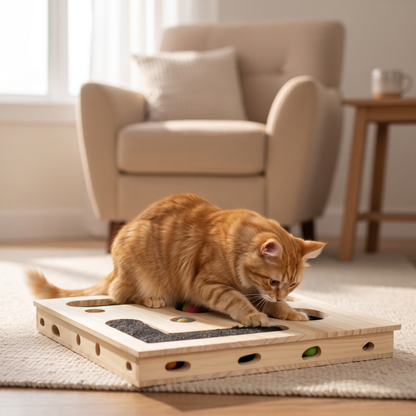 Entertaining Sandpaper Cat Treat Maze for Self Nail Filing