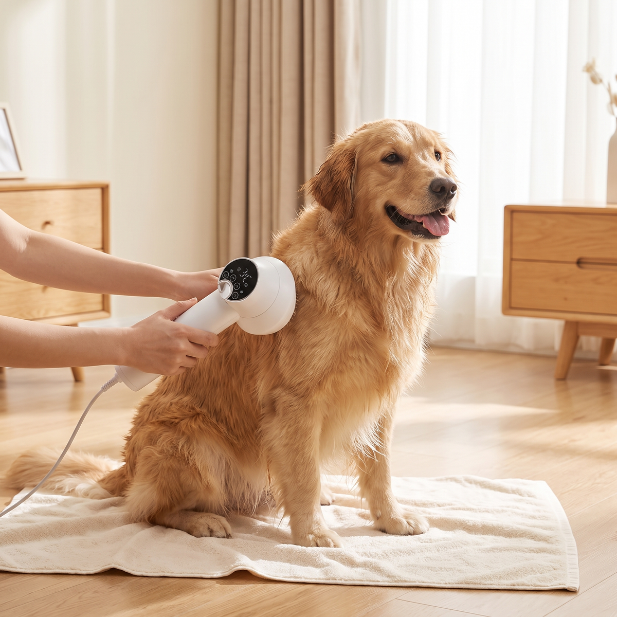 Whisper-Quiet Dog Hair Dryer Brush for Fast Grooming